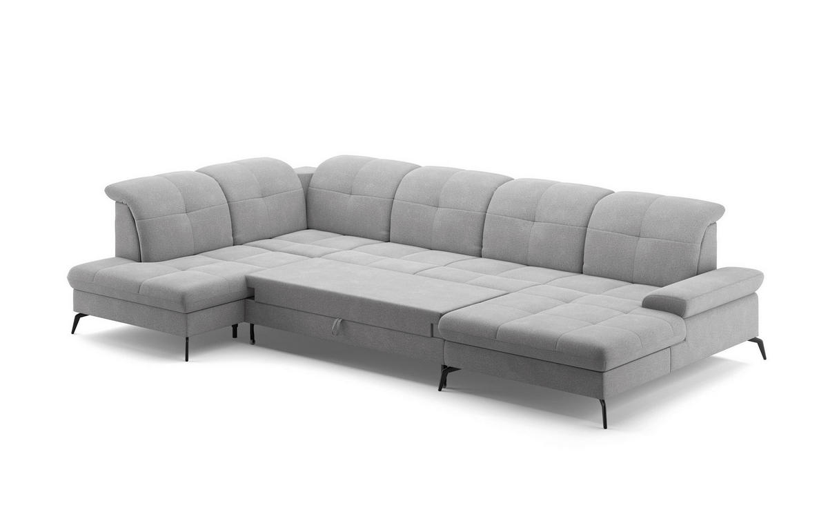WOHNLANDSCHAFT in Flachgewebe Hellgrau  - Hellgrau/Schwarz, Konventionell, Textil/Metall (231/357/185cm) - Sit & More