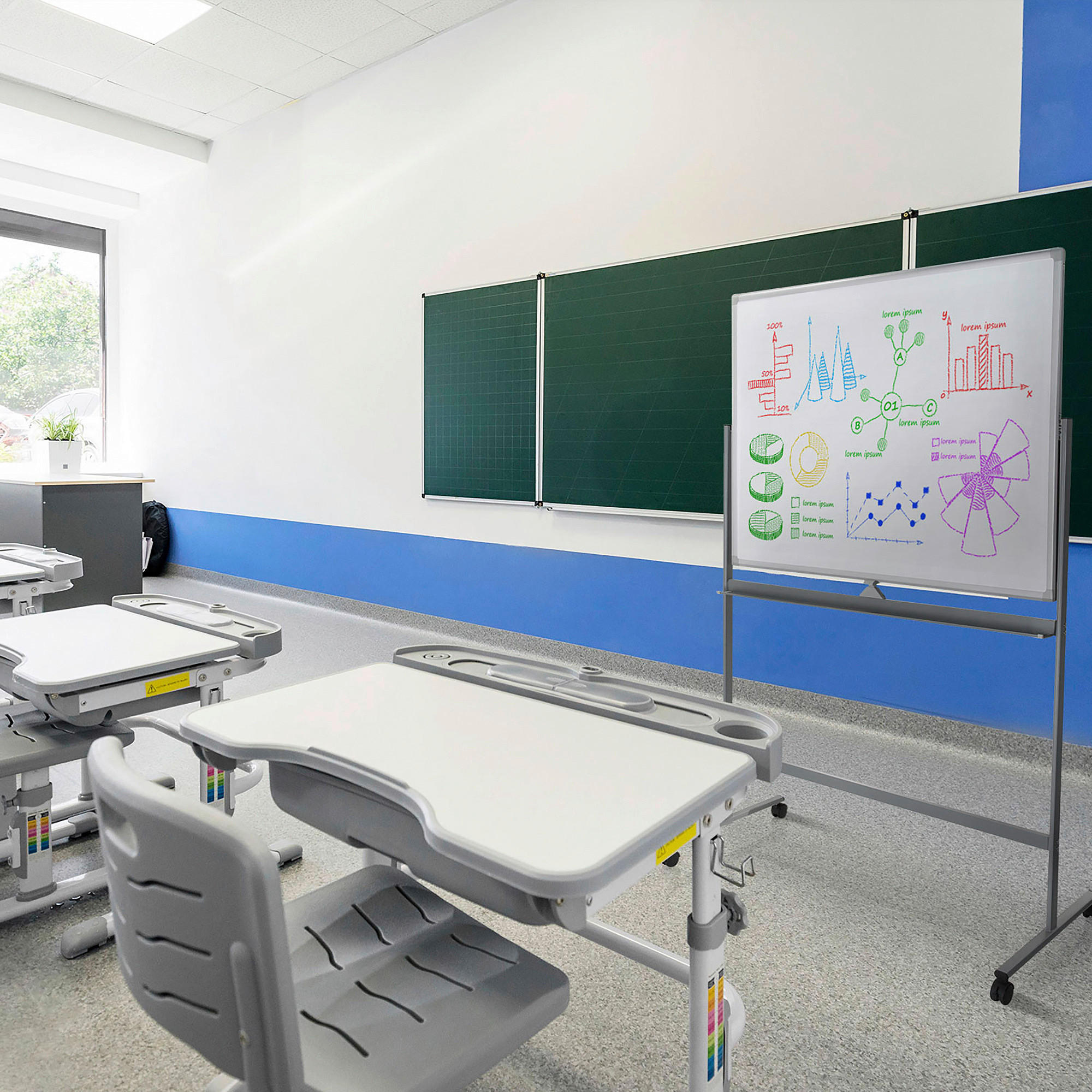 WHITEBOARD Metall Silberfarben, Weiß  - Silberfarben/Weiß, Basics, Metall (128/187/54cm) - MID.YOU