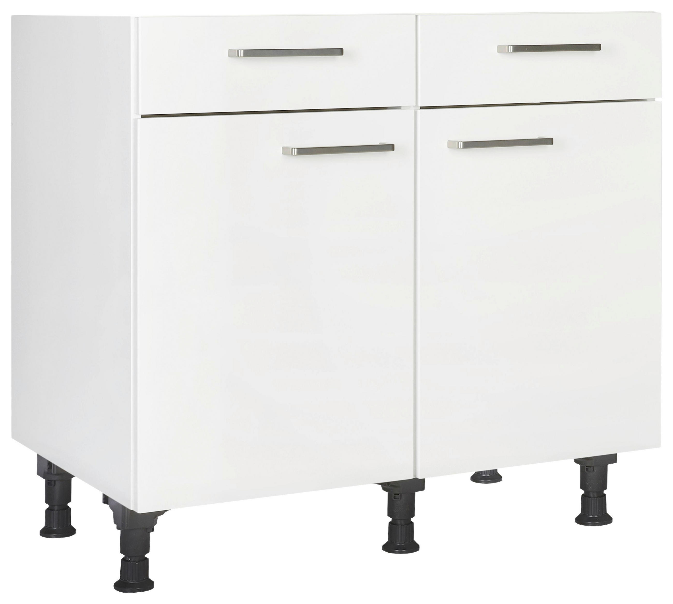 SCHUBKASTENUNTERSCHRANK 90/87/56 cm  in Weiß  - Edelstahlfarben/Weiß, MODERN, Holzwerkstoff/Metall (90/87/56cm) - Nobilia