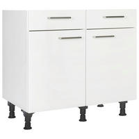 SCHUBKASTENUNTERSCHRANK 90/87/56 cm  in Weiß  - Edelstahlfarben/Weiß, MODERN, Holzwerkstoff/Metall (90/87/56cm) - Nobilia