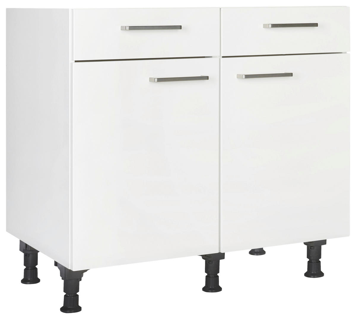 SCHUBKASTENUNTERSCHRANK 90/87/56 cm  in Weiß  - Edelstahlfarben/Weiß, MODERN, Holzwerkstoff/Metall (90/87/56cm) - Nobilia