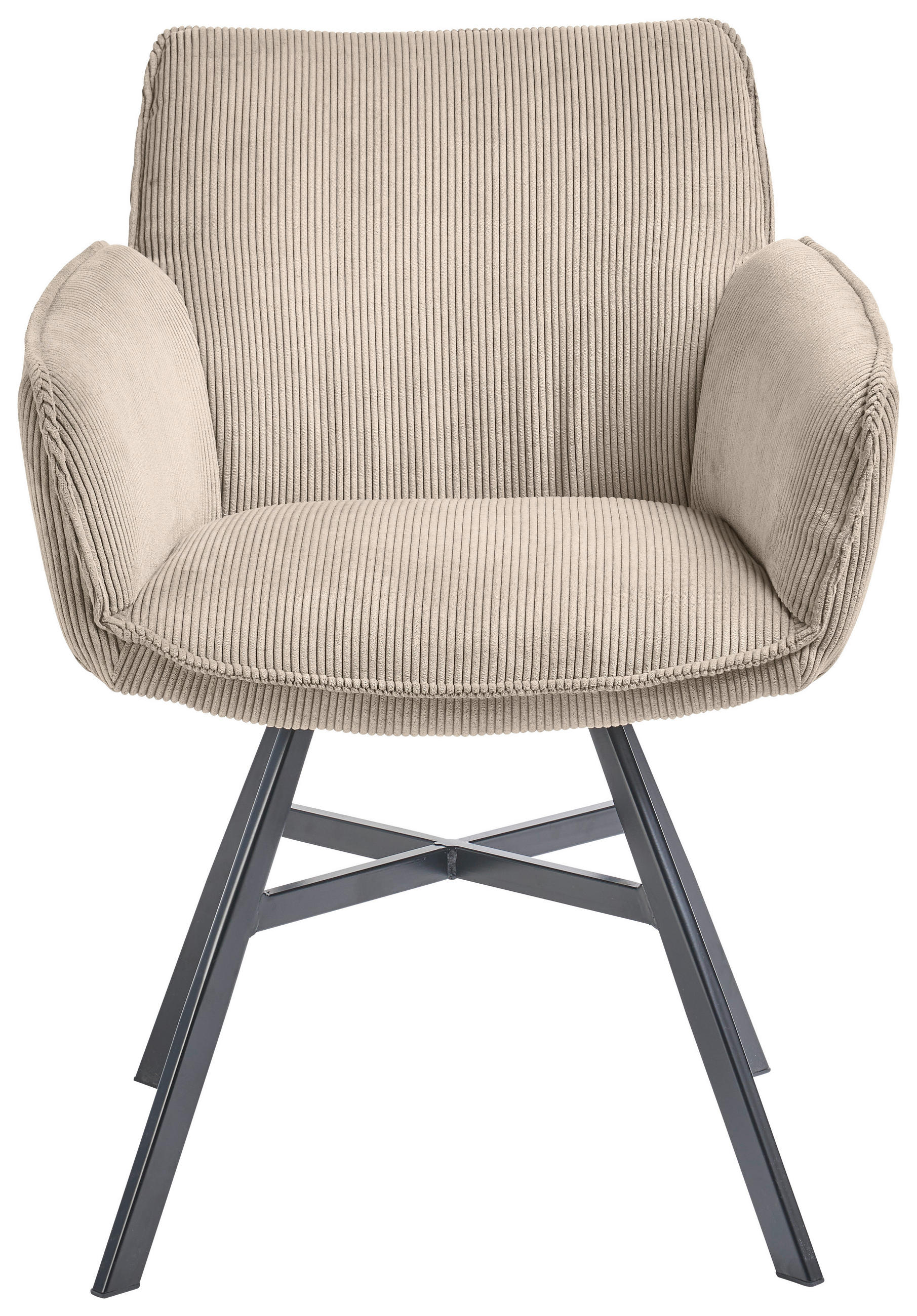 ARMLEHNSTUHL  in Cord  - Ecru/Schwarz, Design, Textil/Metall (60/84/65cm) - SetOne by Musterring