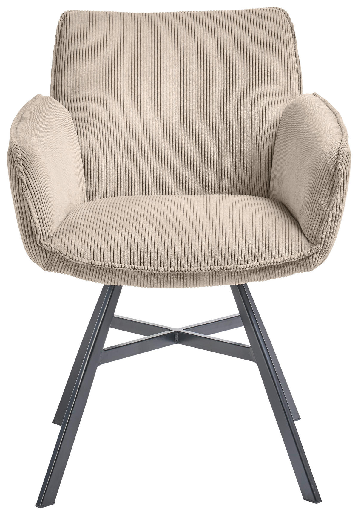ARMLEHNSTUHL  in Cord  - Ecru/Schwarz, Design, Textil/Metall (60/84/65cm) - SetOne by Musterring