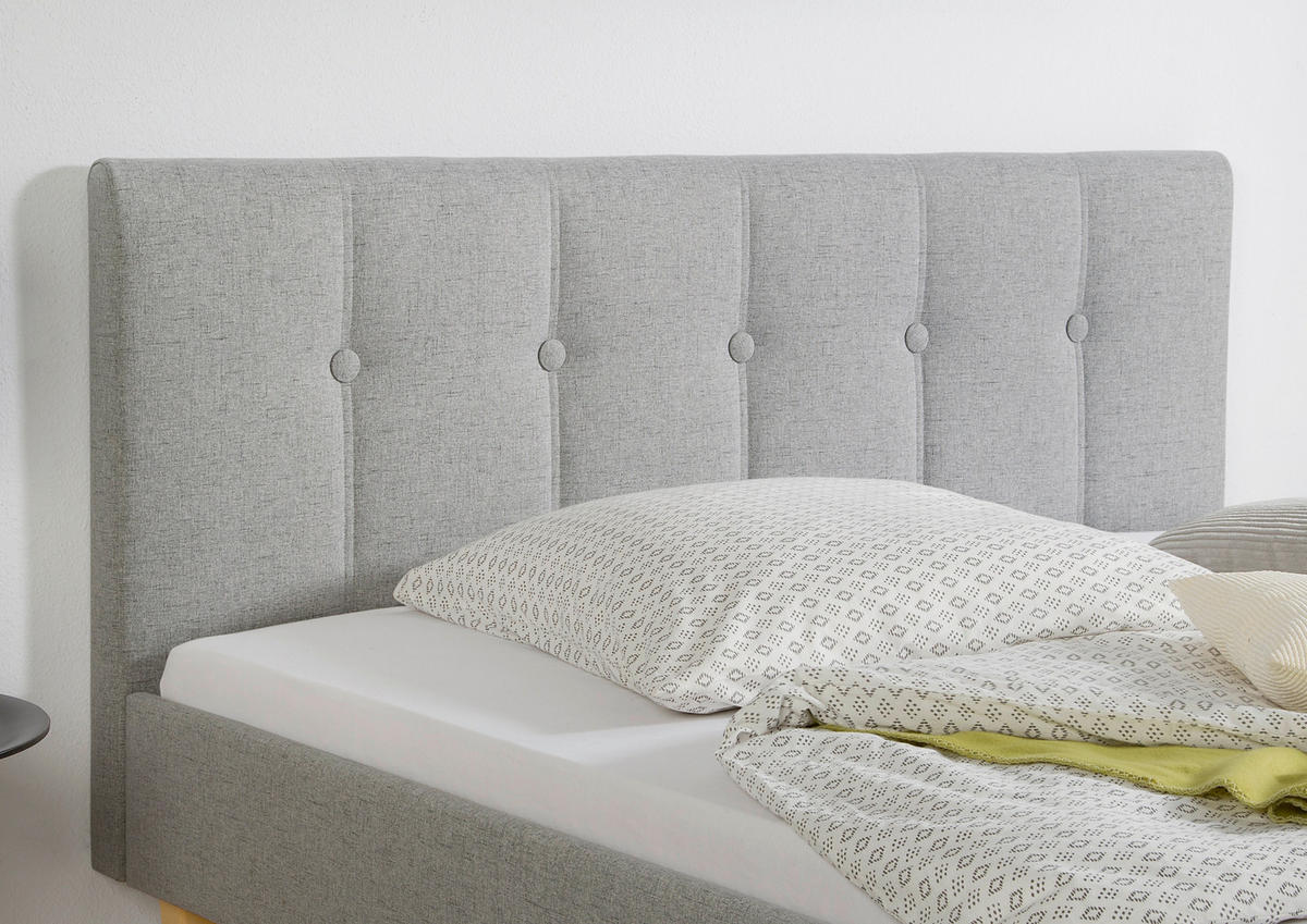 POLSTERBETT  in Hellgrau,  - Hellgrau/Naturfarben, MODERN, Holz/Textil (205/99/216cm) - Livetastic