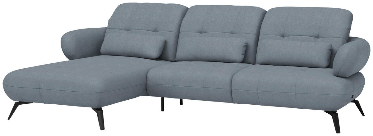 ECKSOFA Flachgewebe Blau  - Blau/Schwarz, Modern, Textil/Metall (180/282cm) - Novel