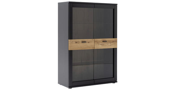 HIGHBOARD Grau, Schwarz, Eichefarben 90/134/37 cm - Eichefarben/Anthrazit, Design, Glas/Holzwerkstoff (90/134/37cm) - Novel