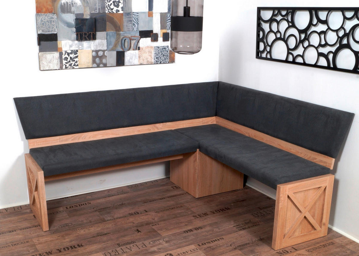 ECKBANKGRUPPE Grau, Sonoma Eiche  - Grau/Sonoma Eiche, KONVENTIONELL, Holz/Textil (150/185/87cm) - MID.YOU