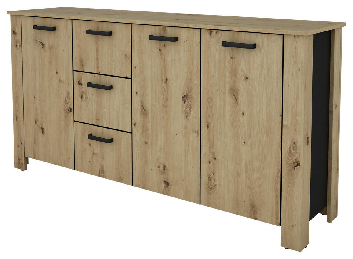SIDEBOARD  in 160/84/40 cm  - Schwarz/Eiche Artisan, Design, Holzwerkstoff (160/84/40cm) - MID.YOU
