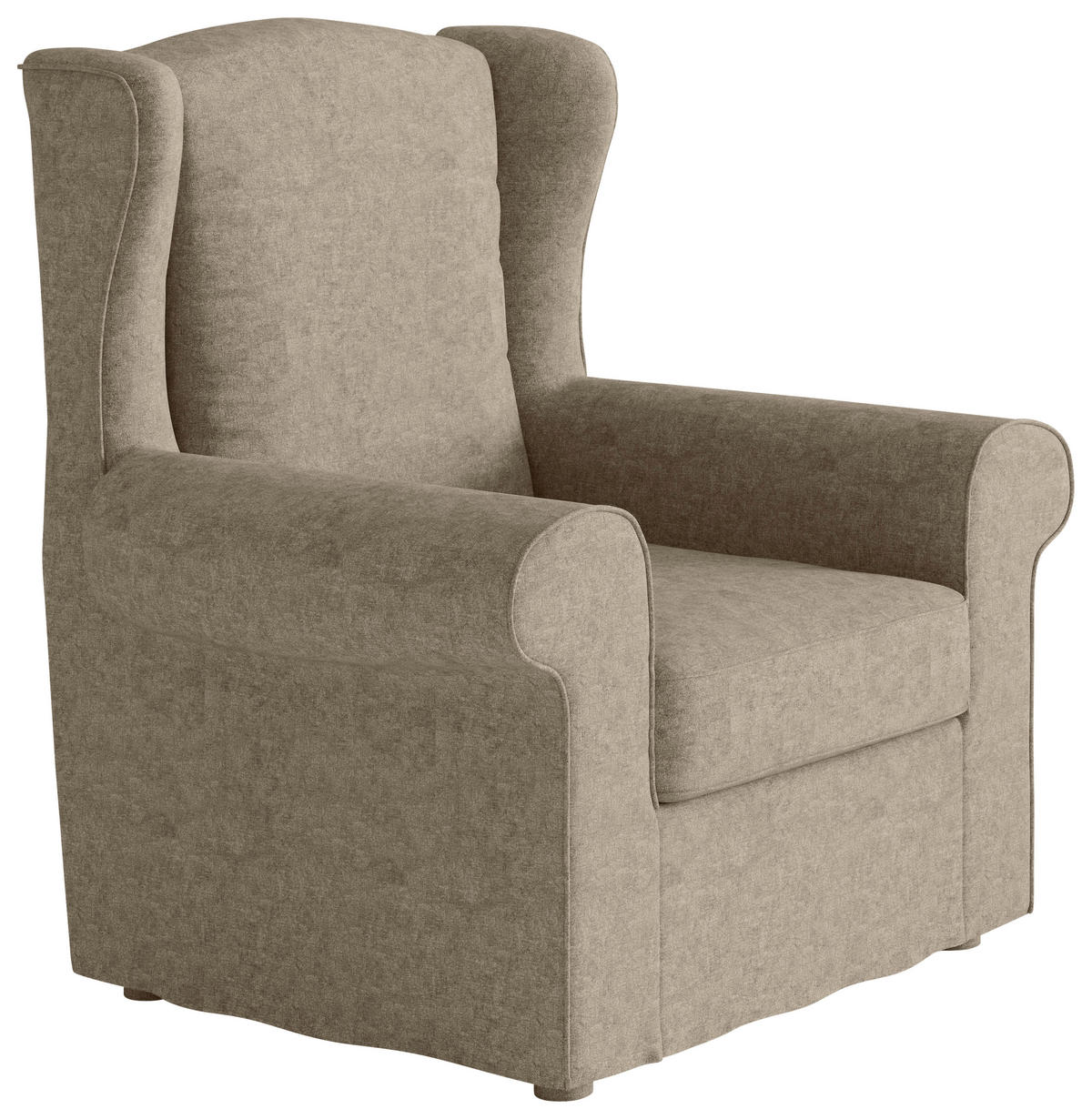 OHRENSESSEL in Flachgewebe Beige  - Beige, Design, Textil/Metall (88/105/90cm) - Livetastic