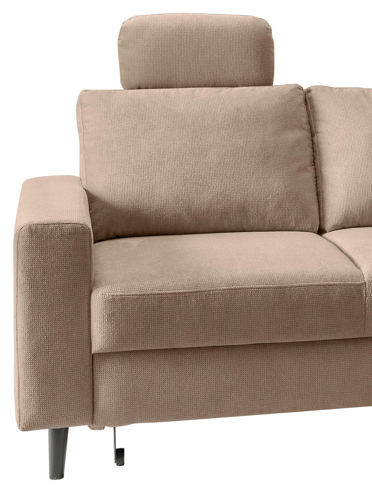ECKSCHLAFSOFA in Hellbraun Textil   - Hellbraun/Schwarz, Modern, Holz/Textil (242/200cm) - Livetastic