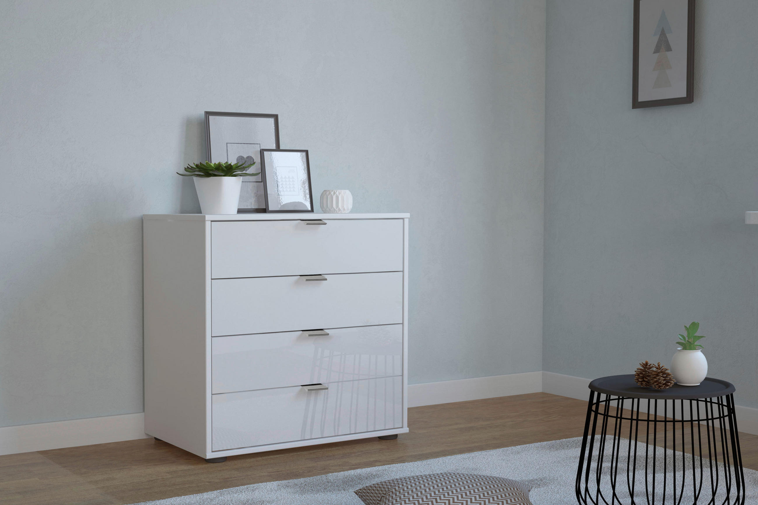 KOMMODE  in 80/70/43 cm  - Chromfarben/Schwarz, KONVENTIONELL, Glas/Holzwerkstoff (80/70/43cm) - Dieter Knoll