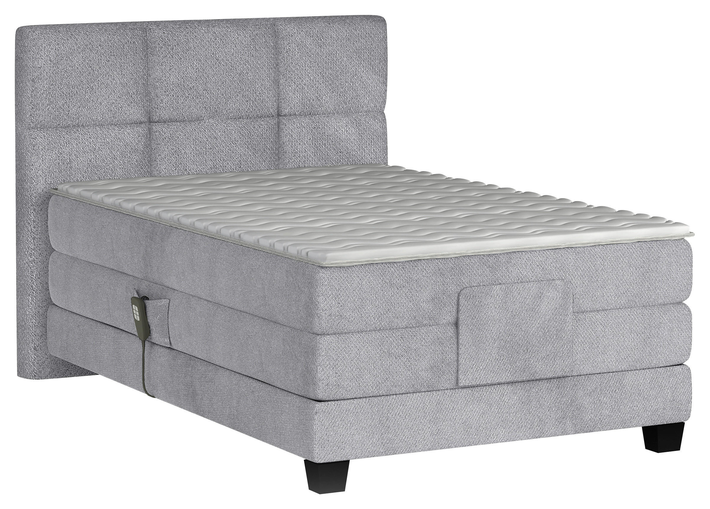 BOXSPRINGBETT 120/200 cm,  in Grau, Matratze, Topper, motorische Verstellbarkeit, Fernbedienung, H3 = fest  - Schwarz/Grau, KONVENTIONELL, Holz/Kunststoff (120/200cm) - Chameo