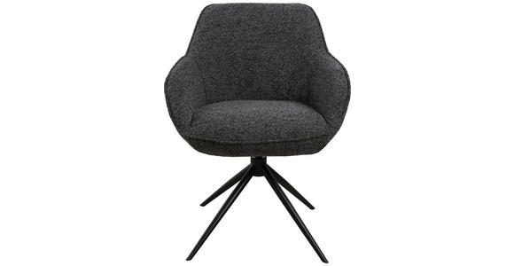 ARMLEHNSTUHL  in Eisen Leinenoptik  - Anthrazit/Schwarz, Design, Textil/Metall (64/84/61cm) - Novel