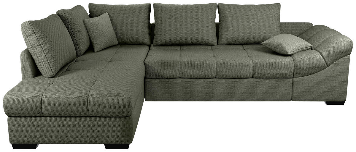 ECKSCHLAFSOFA Dunkelgrün Chenille  - Dunkelgrün/Schwarz, MODERN, Holz/Textil (202/298cm) - MID.YOU