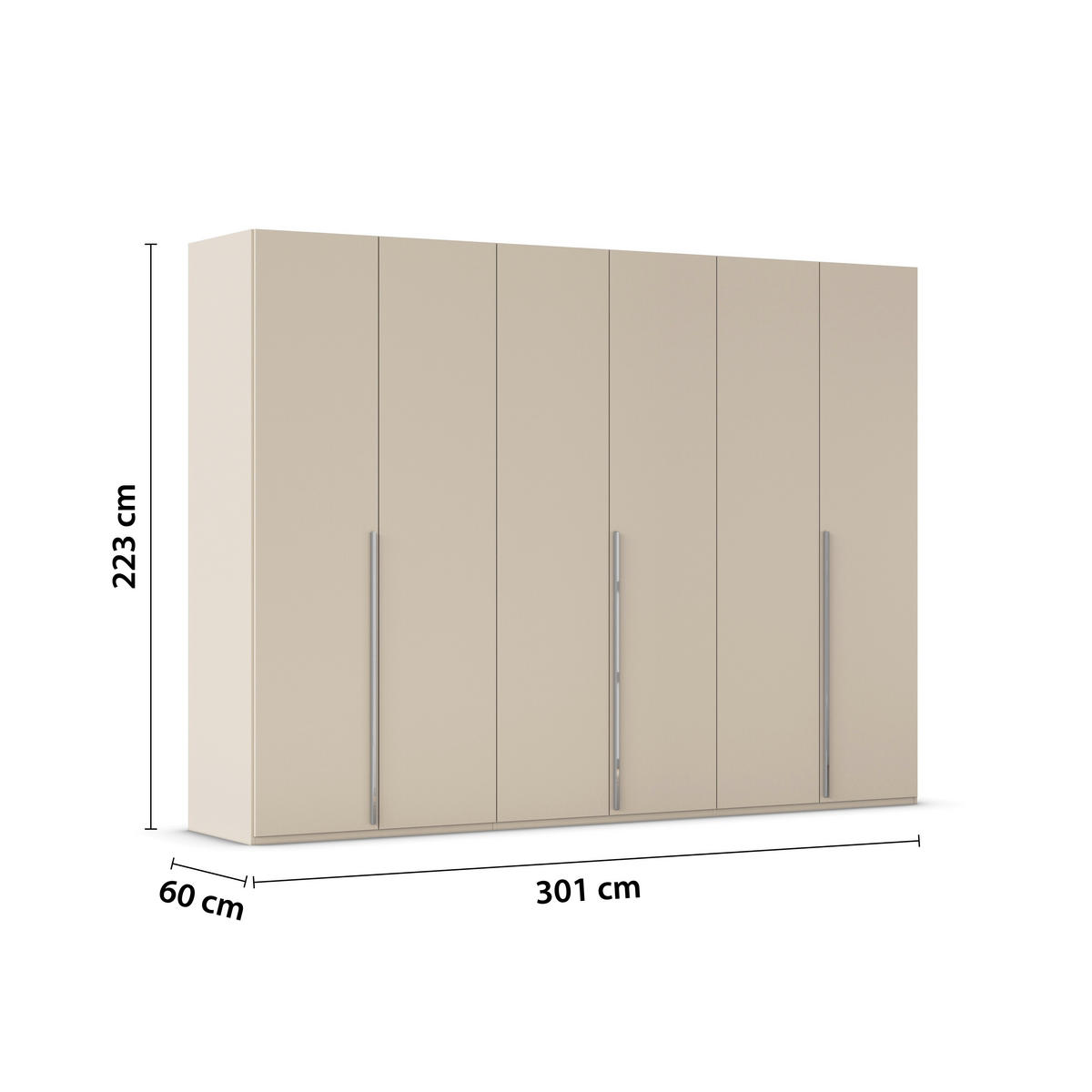 DREHTÜRENSCHRANK 301/223/60 cm 6-türig Champagner  - Chromfarben/Champagner, Design, Holzwerkstoff/Metall (301/223/60cm) - home24