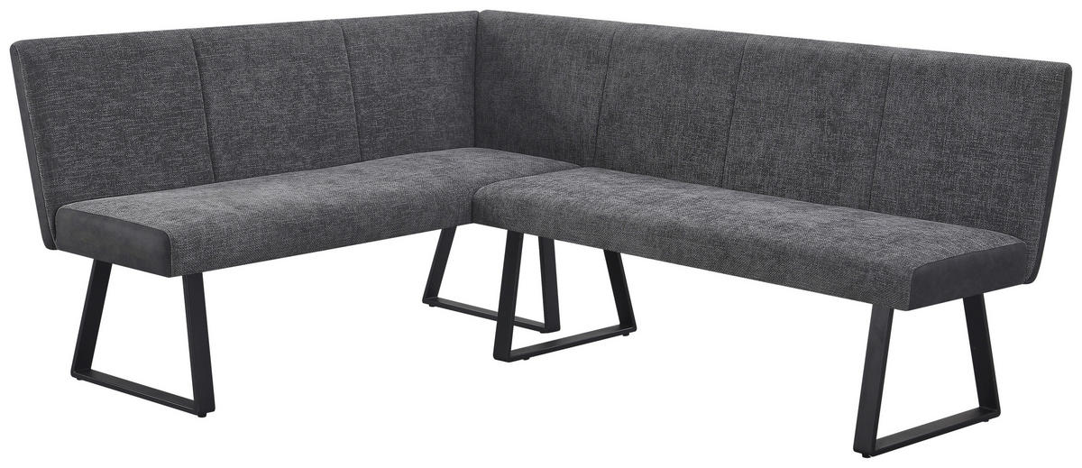ECKBANK 152/190 cm Webstoff, Mikrofaser Grau, Schwarz   - Schwarz/Grau, KONVENTIONELL, Textil/Metall (152/190cm) - Carryhome