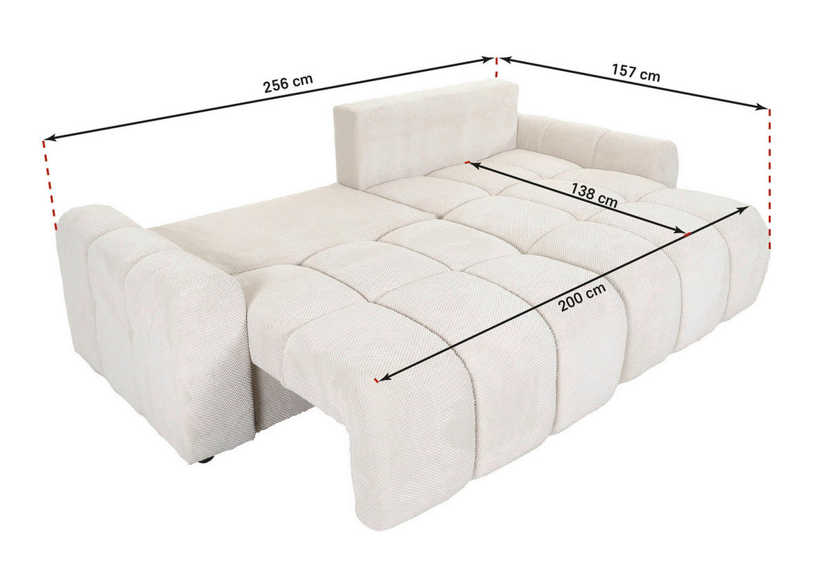 ECKSOFA in Flachgewebe Naturfarben  - Schwarz/Naturfarben, Konventionell, Kunststoff/Textil (256/157cm) - Carryhome