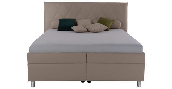 POLSTERBETT Matratze, Lattenrost, Bettkasten 160/200 cm in Cappuccino - Birkefarben/Silberfarben, KONVENTIONELL, Holz/Textil (160/200cm) - Esposa