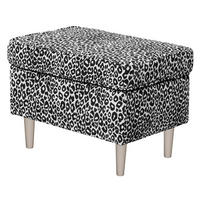 HOCKER LEO Jacquard, Webstoff Schwarz, Weiß  - Kaschmir/Schwarz, MODERN, Holz/Textil (63/43/42cm) - MID.YOU