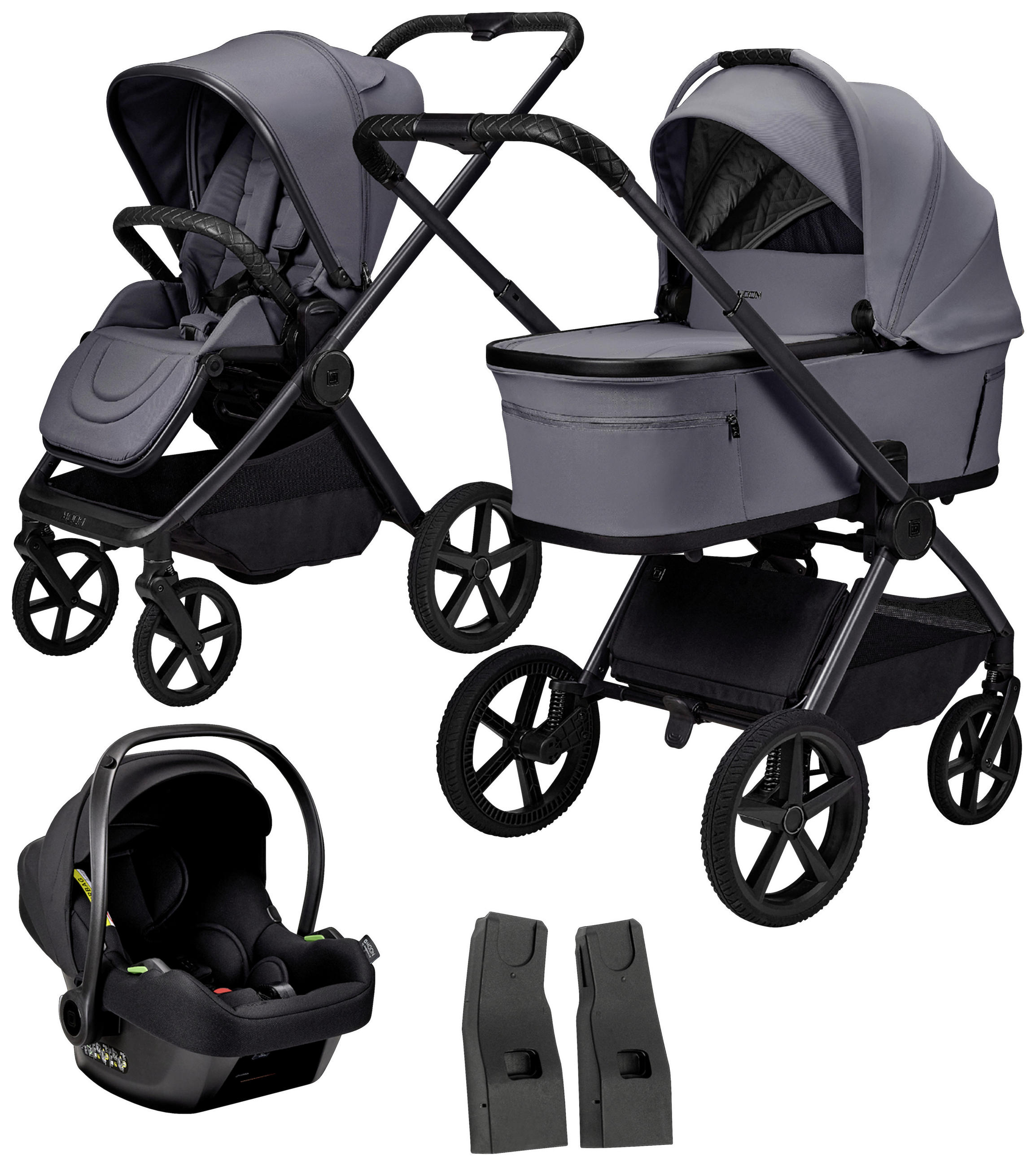 KINDERWAGENSET  GIO FOLD SET AIR  graphite  - Hellgrau/Grau, Basics, Textil/Metall (120/58/92cm) - Moon Edition