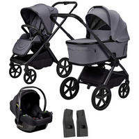 KINDERWAGENSET  GIO FOLD SET AIR  graphite  - Hellgrau/Grau, Basics, Textil/Metall (120/58/92cm) - Moon Edition