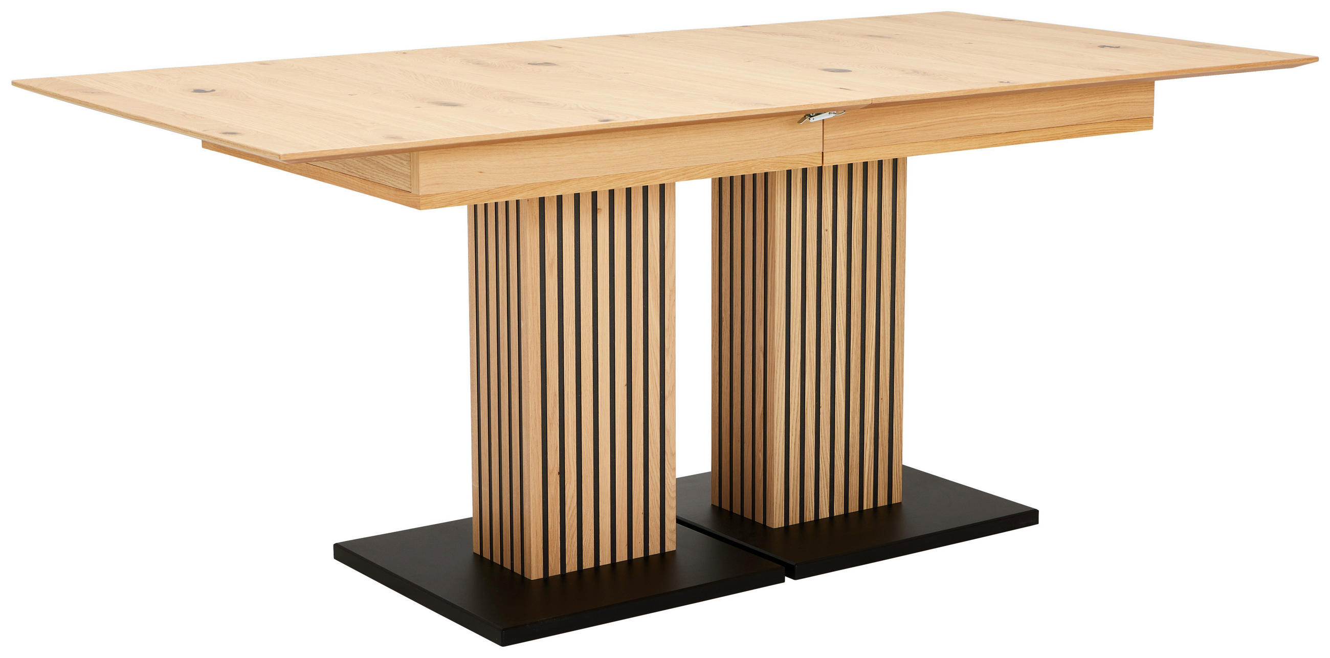 ESSTISCH Eiche Bianco rechteckig  ausziehbar  - Eiche Bianco/Schwarz, Design, Holzwerkstoff (180-300/90/76cm) - Dieter Knoll