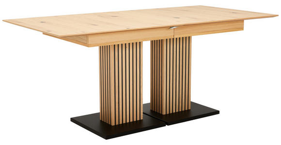 ESSTISCH in Holzwerkstoff 180-300/90/76 cm  - Eiche Bianco/Schwarz, Design, Holzwerkstoff (180-300/90/76cm) - Dieter Knoll