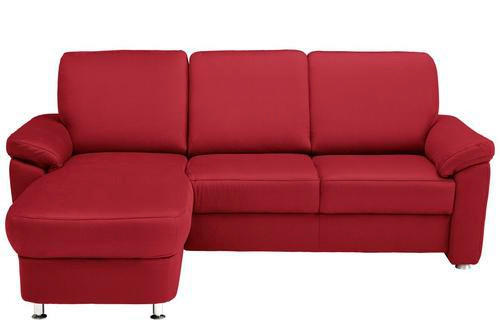 ECKSOFA in Flachgewebe Hellrot  - Chromfarben/Hellrot, Konventionell, Textil/Metall (163/220cm) - Beldomo System