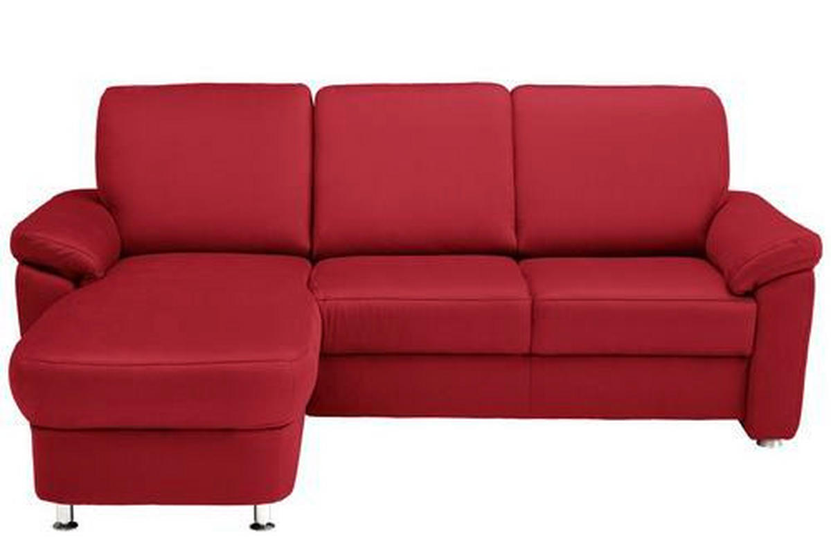 ECKSOFA in Flachgewebe Hellrot  - Chromfarben/Hellrot, Konventionell, Textil/Metall (163/220cm) - Beldomo System