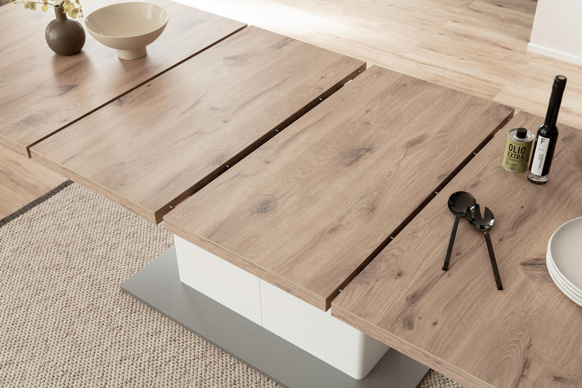 ESSTISCH in Holzwerkstoff  - Weiss/Eichefarben, Design, Holzwerkstoff (180/77/100cm) - Livetastic