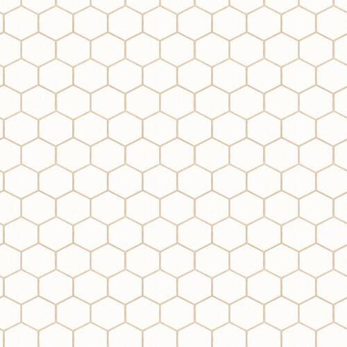 NON WOVEN-TAPET 52/1000 cm  - vit/guldfärgad, Basics, papper/plast (52/1000cm)