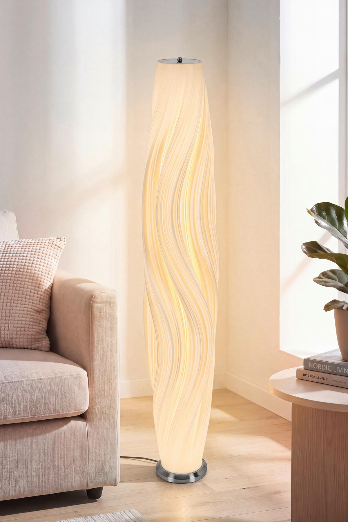 LED-STEHLEUCHTE 30/155 cm  - Weiß/Nickelfarben, LIFESTYLE, Kunststoff/Metall (30/155cm) - Dieter Knoll