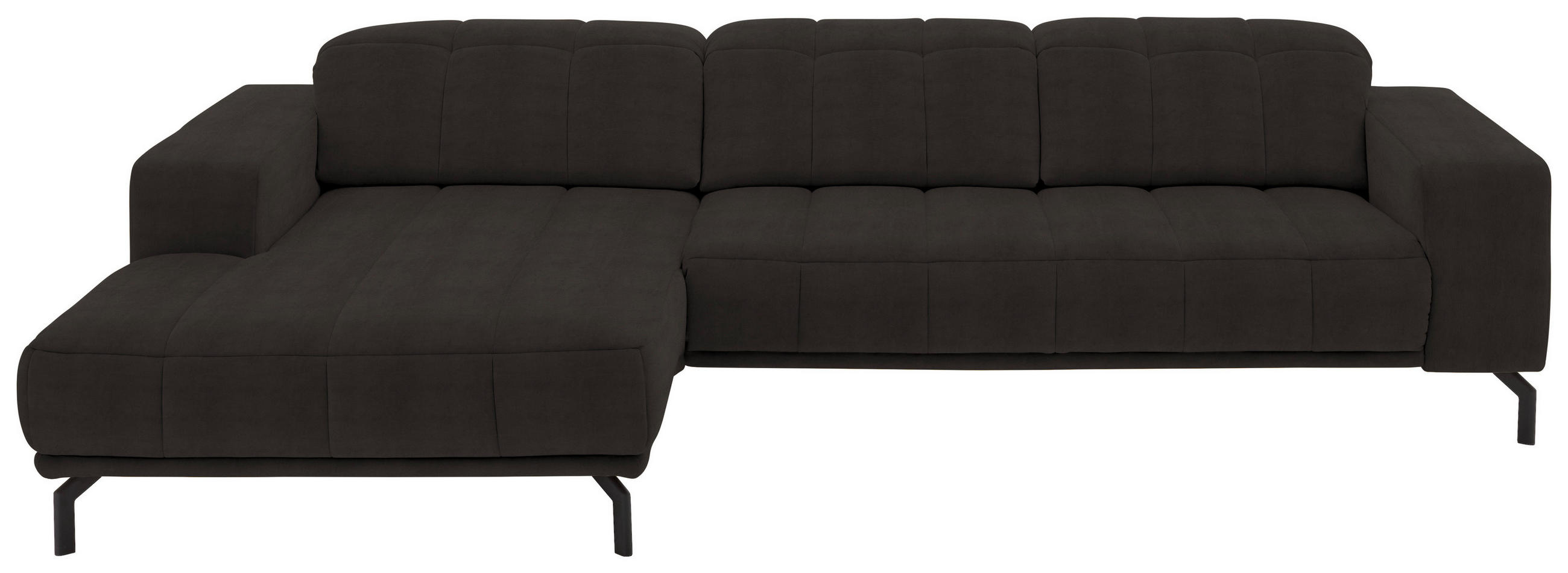 ECKSOFA in Velours Dunkelbraun  - Dunkelbraun/Schwarz, Design, Textil/Metall (195/293cm) - Beldomo Style