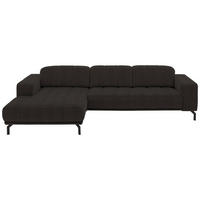 ECKSOFA in Velours Dunkelbraun  - Dunkelbraun/Schwarz, Design, Textil/Metall (195/293cm) - Beldomo Style