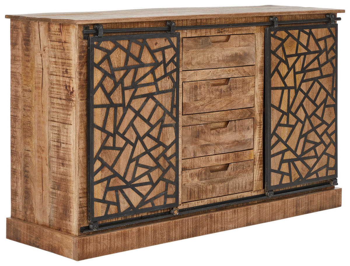 KOMMODE  in 140/85/45 cm  - Schwarz/Naturfarben, Natur, Holz/Metall (140/85/45cm) - MID.YOU