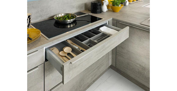 EINBAUKÜCHE - Weiß/Grau, Design, Holzwerkstoff - Dieter Knoll