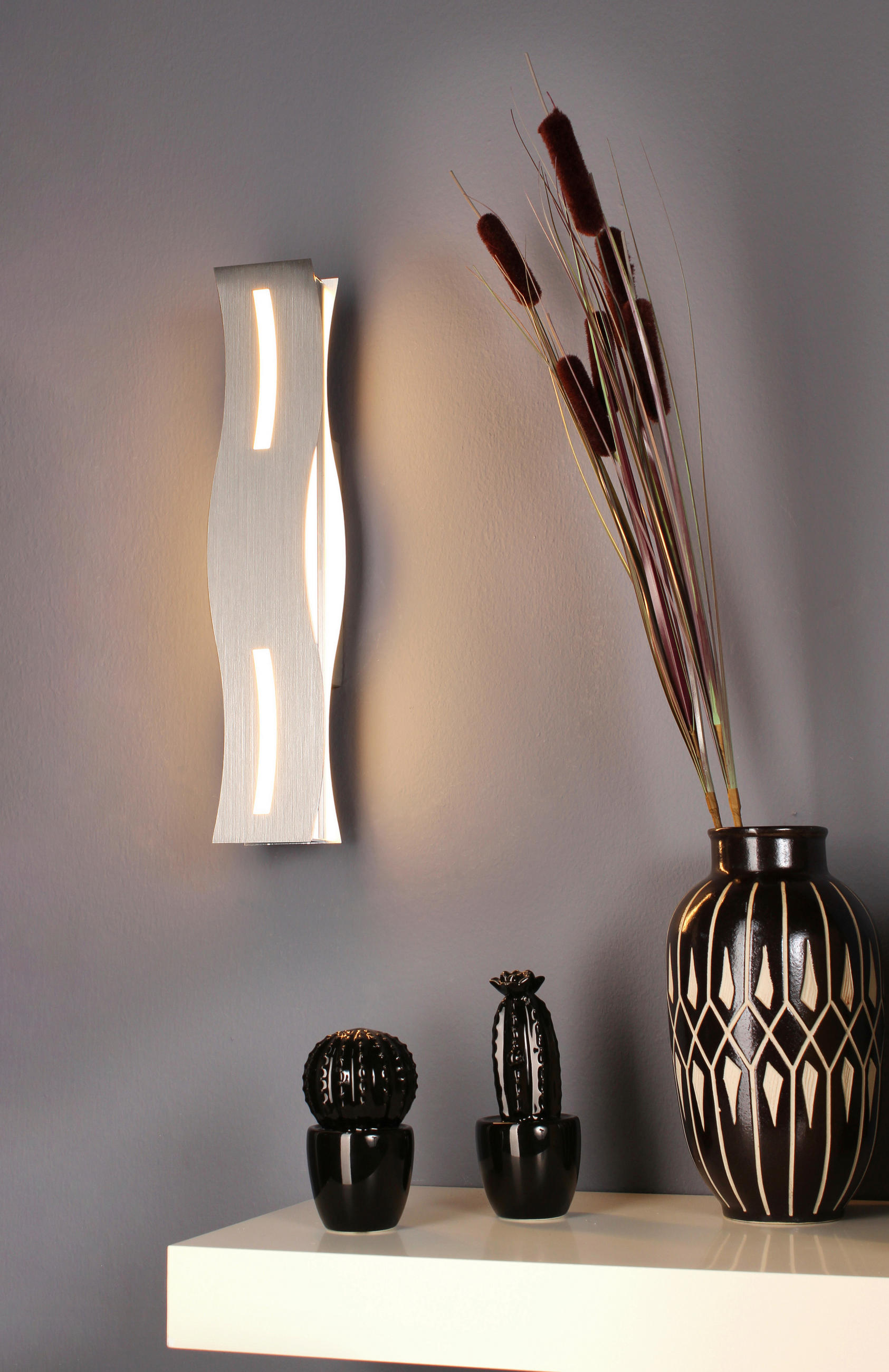 LED-WANDLEUCHTE Wave   - Nickelfarben, Design, Metall (8/36/7cm)