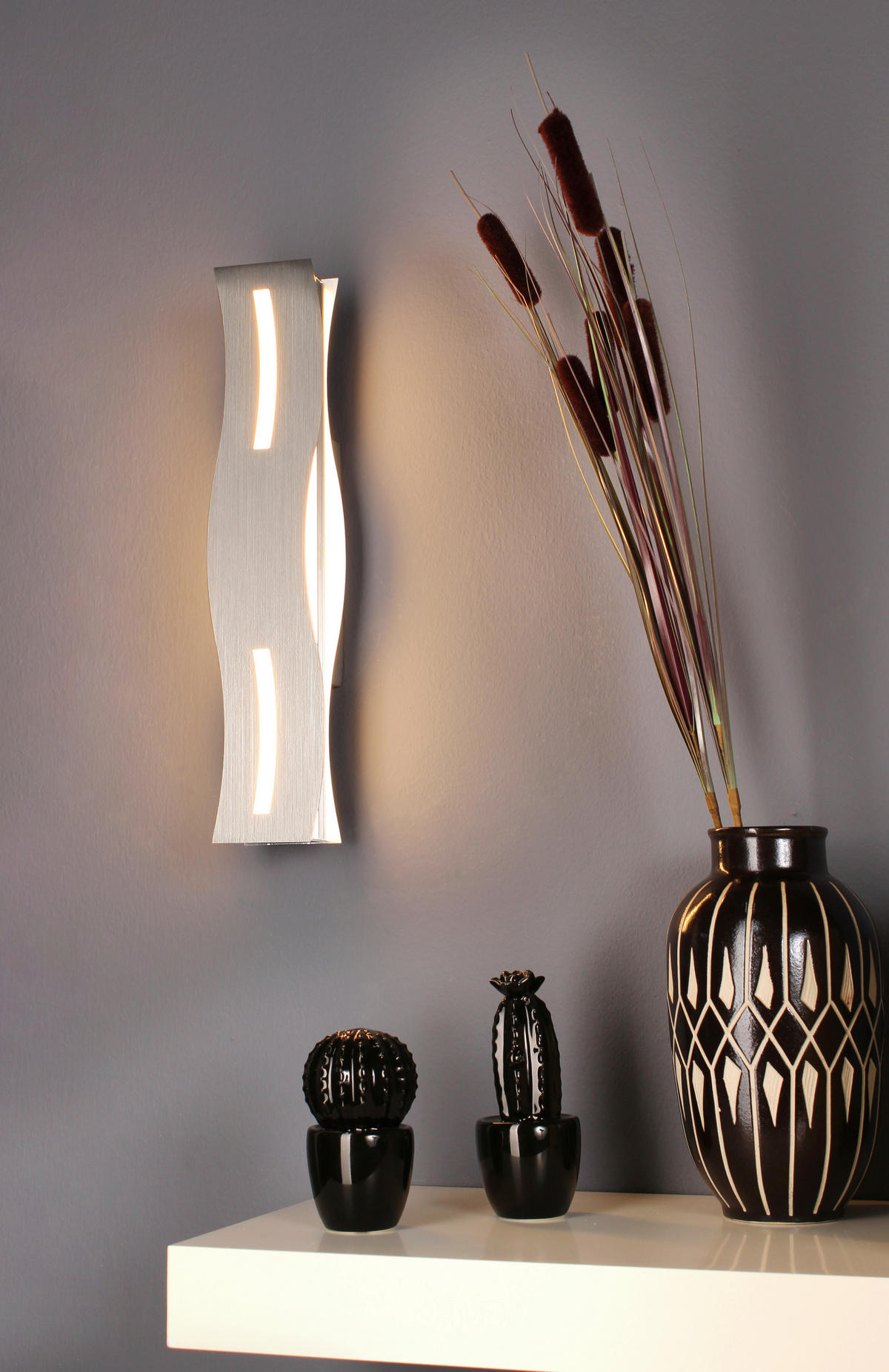 LED-WANDLEUCHTE Wave   - Nickelfarben, Design, Metall (8/36/7cm)