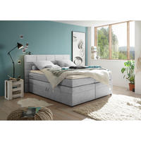 BOXSPRINGBETT 180/200 cm,  in Silberfarben, Matratze, Bettkasten, Topper, H2 = mittel  - Silberfarben, KONVENTIONELL, Kunststoff/Textil (180/200cm) - MID.YOU
