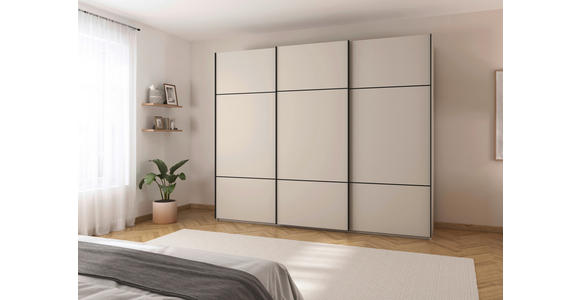 SCHWEBETÜRENSCHRANK 301/223/68 cm 3-türig Champagner - Champagner/Schwarz, KONVENTIONELL, Holzwerkstoff/Metall (301/223/68cm) - Novel