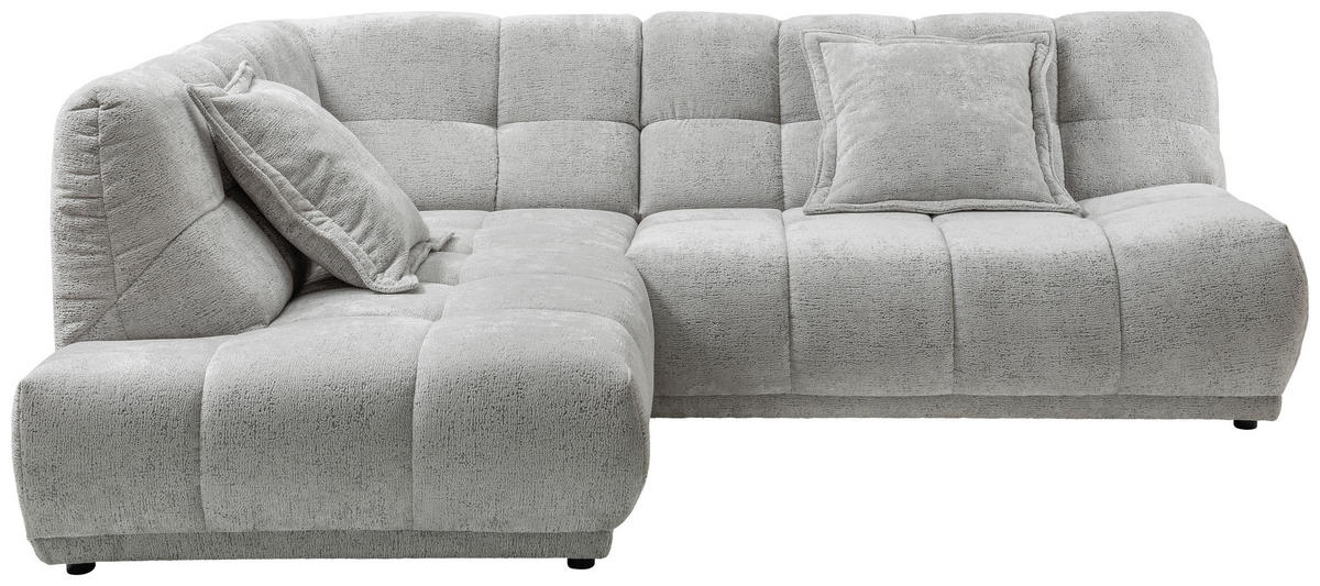 ECKSOFA ITALIA in Chenille Silberfarben  203/254 cm  - Silberfarben/Schwarz, MODERN, Kunststoff/Textil (203/254cm) - Livetastic