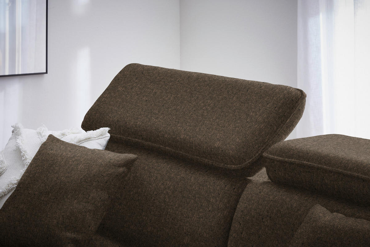 ECKSOFA inkl. Funktionen Dunkelbraun Samt  - Dunkelbraun/Schwarz, Design, Holz/Textil (185/232cm) - Stylife