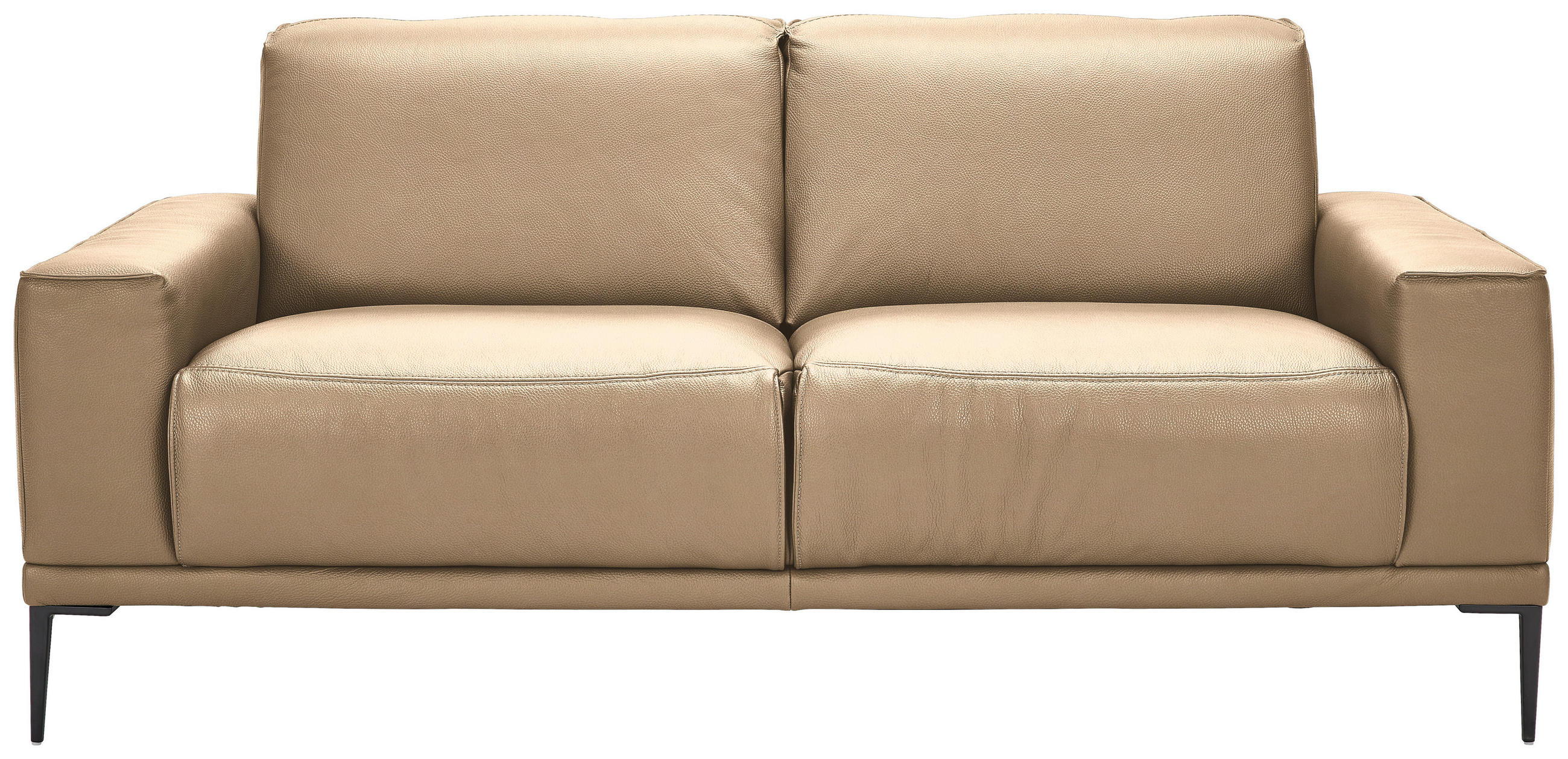 2-SITZER-SOFA in Echtleder Beige  - Beige/Schwarz, Design, Leder/Metall (180/82/92cm) - Johann Jakob