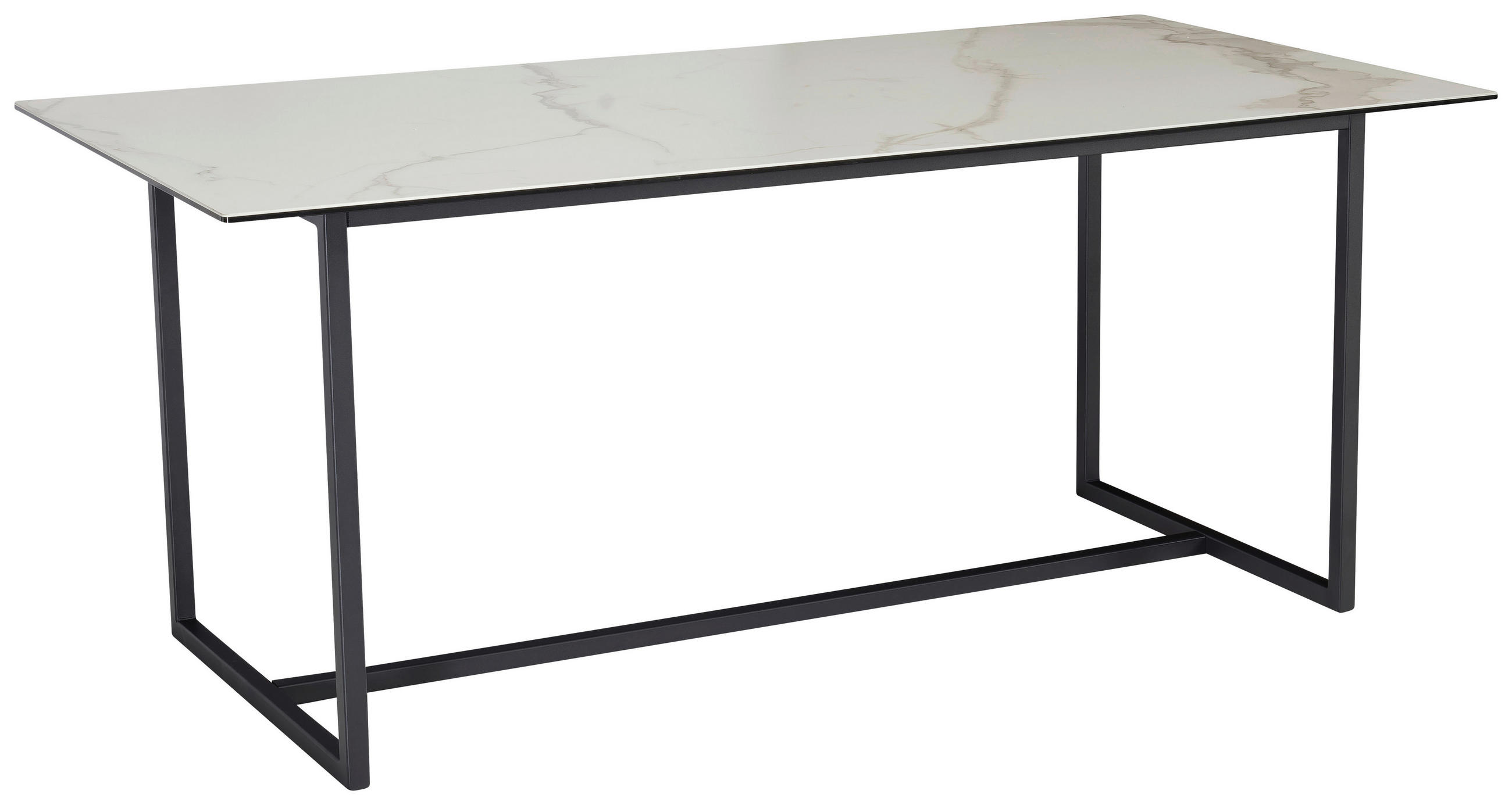 ESSTISCH in Keramik 180/90/76 cm  - Schwarz/Weiß, Design, Keramik/Metall (180/90/76cm) - MID.YOU