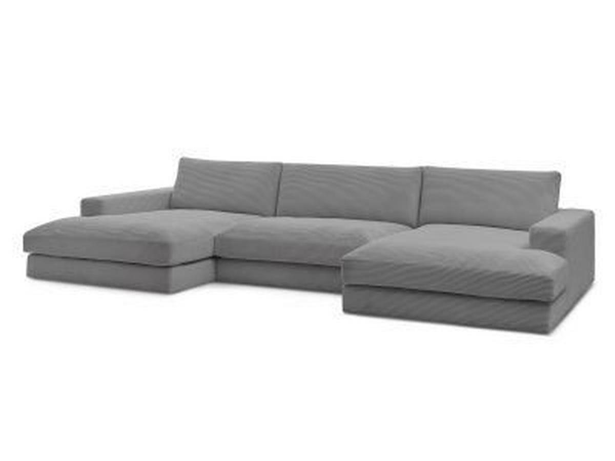 WOHNLANDSCHAFT LEONARD Dunkelgrau Cord  - Dunkelgrau/Schwarz, MODERN, Kunststoff/Textil (159/404/159cm)