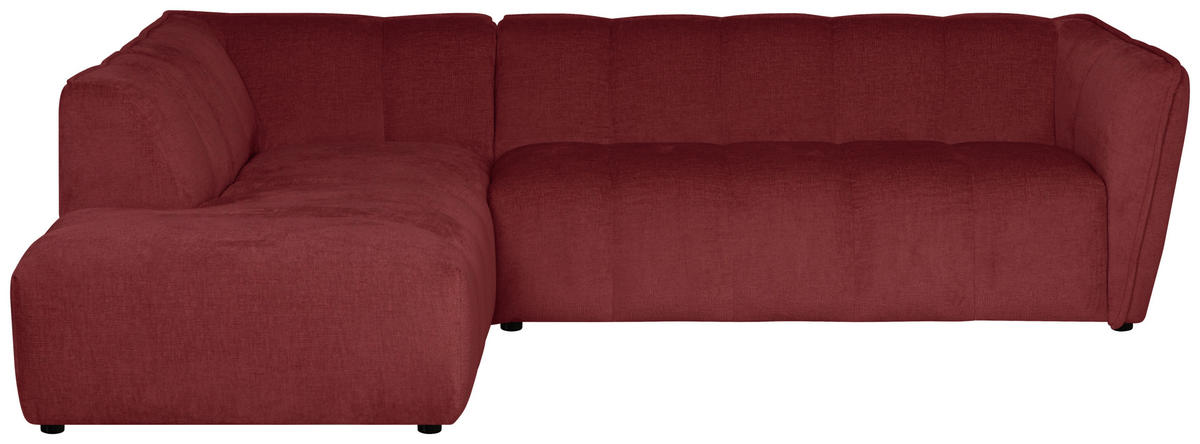 ECKSOFA LIVOLI in Chenille Bordeaux  218/260 cm  - Bordeaux/Schwarz, Design, Textil (218/260cm) - MID.YOU
