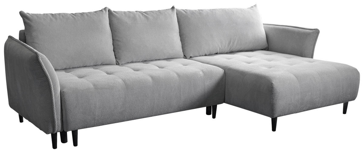 ECKSOFA MONTE CARLO Hellgrau Struktur, Plüsch  - Hellgrau/Schwarz, Trend, Textil (290/160cm) - MID.YOU