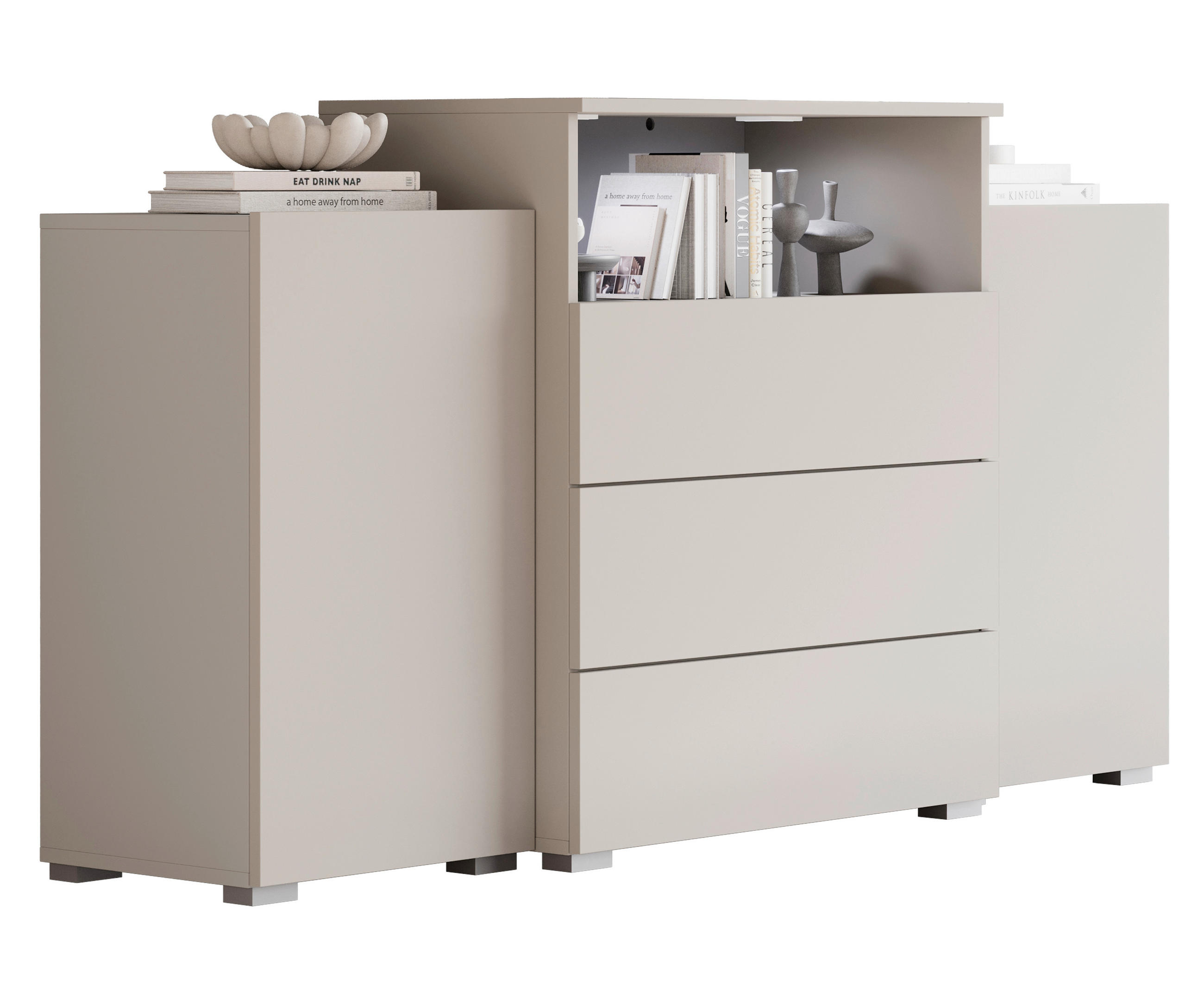 ŠIROKÁ KOMODA, béžová, kašmírová, 150/81/37 cm - sivá/kašmírová, Lifestyle, kompozitné drevo/plast (150/81/37cm) - P & B