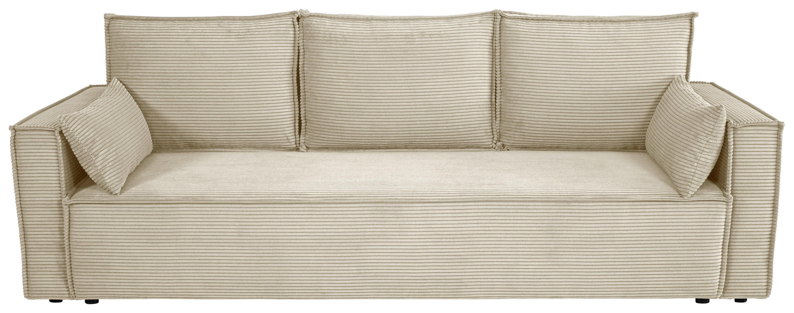 SCHLAFSOFA Cord Creme  inkl. Zierkissen, Schlaffunktion  - Creme/Schwarz, Design, Textil (232/85/92cm) - Xora