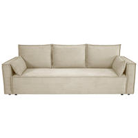 SCHLAFSOFA Cord Creme Rücken echt, Armteil links, Armteil rechts  - Creme/Schwarz, Design, Textil (232/85/92cm) - Xora